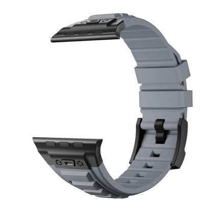 For Apple Watch 46mm / 49mm / 45mm / 44mm Kalebol High Stretch Silicone Armor Watch Band(Black Grey) - Watch Bands by Kalebol | Online Shopping UK | buy2fix