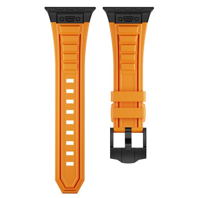 For Apple Watch 46mm / 49mm / 45mm / 44mm Kalebol High Stretch Silicone Armor Watch Band(Black Orange) - Watch Bands by Kalebol | Online Shopping UK | buy2fix