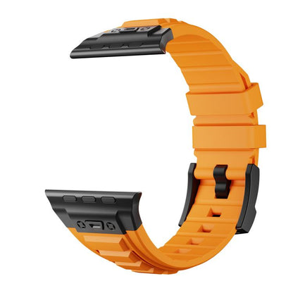 For Apple Watch 46mm / 49mm / 45mm / 44mm Kalebol High Stretch Silicone Armor Watch Band(Black Orange) - Watch Bands by Kalebol | Online Shopping UK | buy2fix