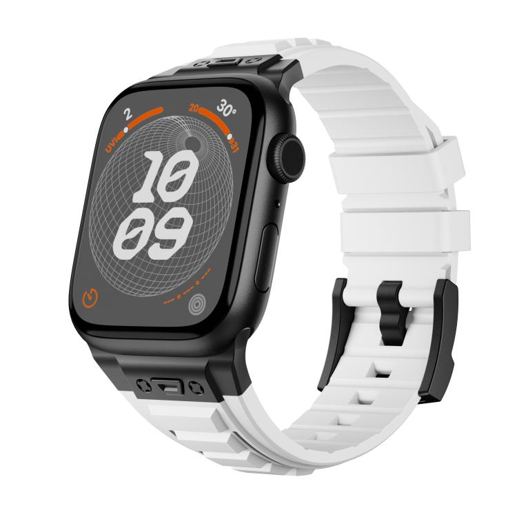 For Apple Watch 46mm / 49mm / 45mm / 44mm Kalebol High Stretch Silicone Armor Watch Band(Black White) - Watch Bands by Kalebol | Online Shopping UK | buy2fix
