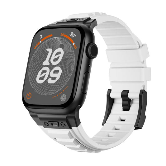 For Apple Watch 46mm / 49mm / 45mm / 44mm Kalebol High Stretch Silicone Armor Watch Band(Black White) - Watch Bands by Kalebol | Online Shopping UK | buy2fix