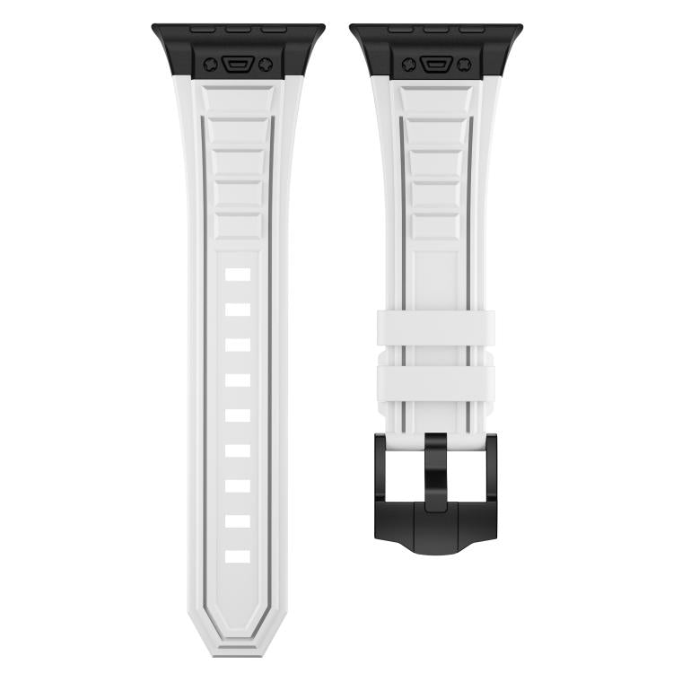 For Apple Watch 46mm / 49mm / 45mm / 44mm Kalebol High Stretch Silicone Armor Watch Band(Black White) - Watch Bands by Kalebol | Online Shopping UK | buy2fix