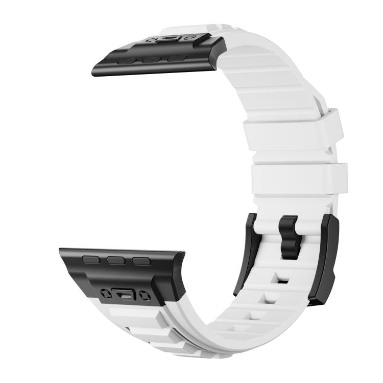 For Apple Watch 46mm / 49mm / 45mm / 44mm Kalebol High Stretch Silicone Armor Watch Band(Black White) - Watch Bands by Kalebol | Online Shopping UK | buy2fix