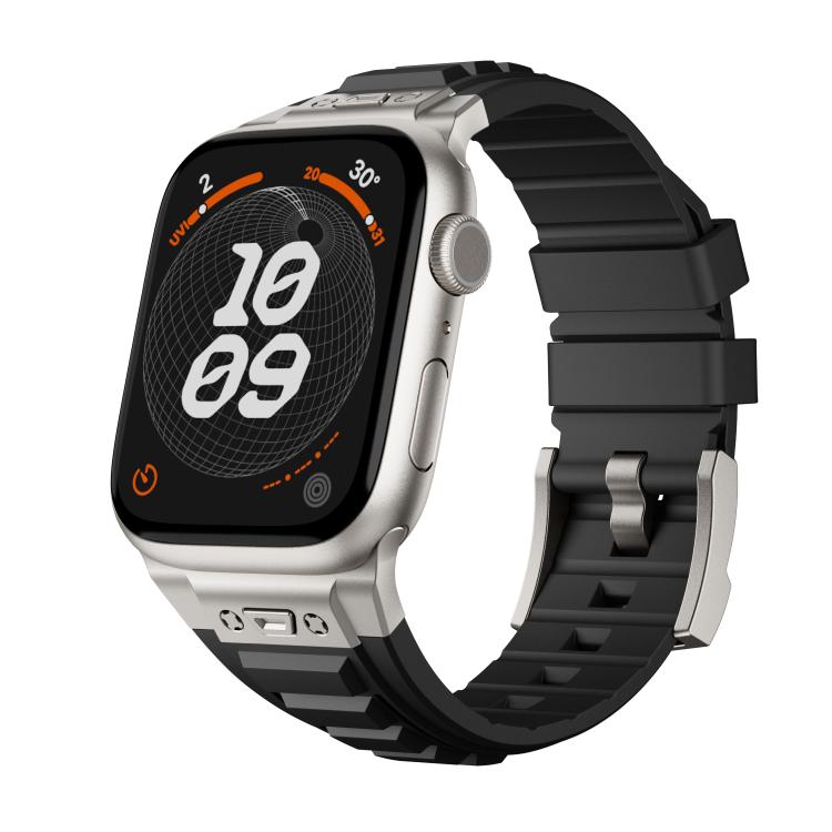 For Apple Watch 46mm / 49mm / 45mm / 44mm Kalebol High Stretch Silicone Armor Watch Band(Titanium Black) - Watch Bands by Kalebol | Online Shopping UK | buy2fix