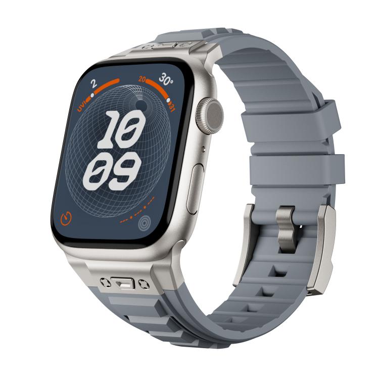 For Apple Watch 46mm / 49mm / 45mm / 44mm Kalebol High Stretch Silicone Armor Watch Band(Titanium Grey) - Watch Bands by Kalebol | Online Shopping UK | buy2fix