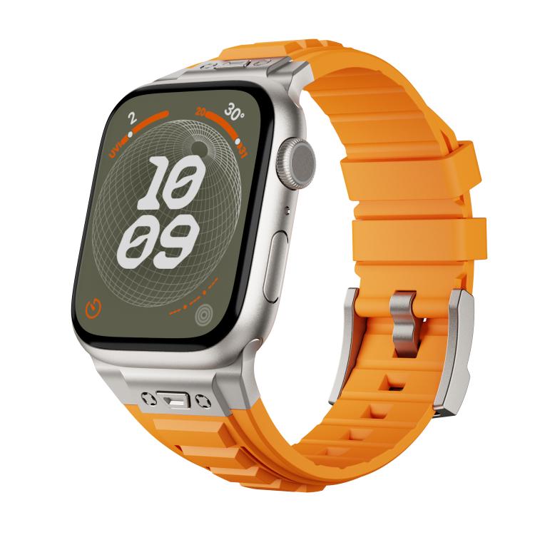 For Apple Watch 46mm / 49mm / 45mm / 44mm Kalebol High Stretch Silicone Armor Watch Band(Titanium Orange) - Watch Bands by Kalebol | Online Shopping UK | buy2fix