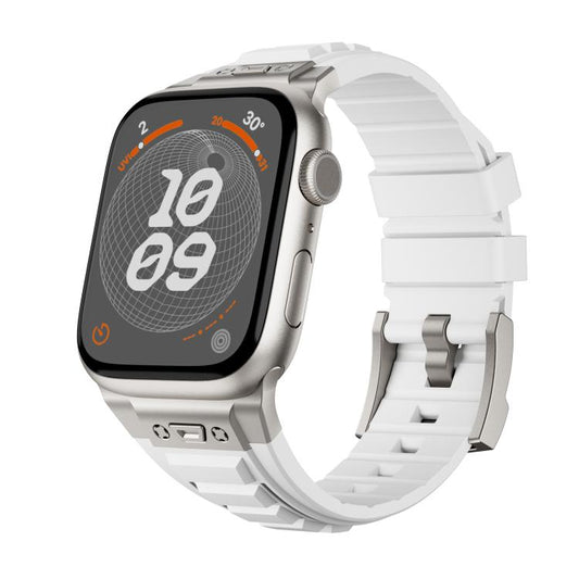 For Apple Watch 46mm / 49mm / 45mm / 44mm Kalebol High Stretch Silicone Armor Watch Band(Titanium White) - Watch Bands by Kalebol | Online Shopping UK | buy2fix