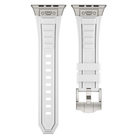 For Apple Watch 46mm / 49mm / 45mm / 44mm Kalebol High Stretch Silicone Armor Watch Band(Titanium White) - Watch Bands by Kalebol | Online Shopping UK | buy2fix