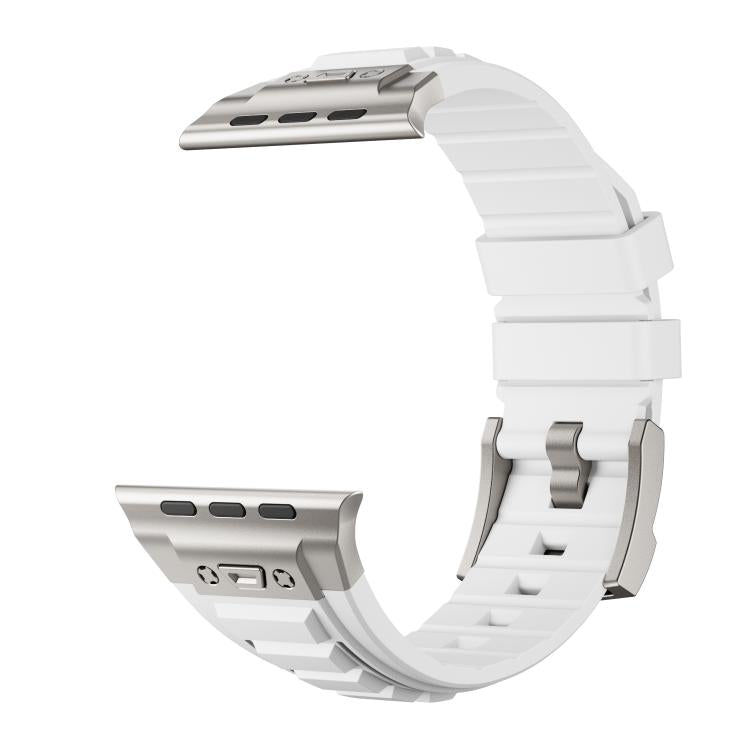 For Apple Watch 46mm / 49mm / 45mm / 44mm Kalebol High Stretch Silicone Armor Watch Band(Titanium White) - Watch Bands by Kalebol | Online Shopping UK | buy2fix