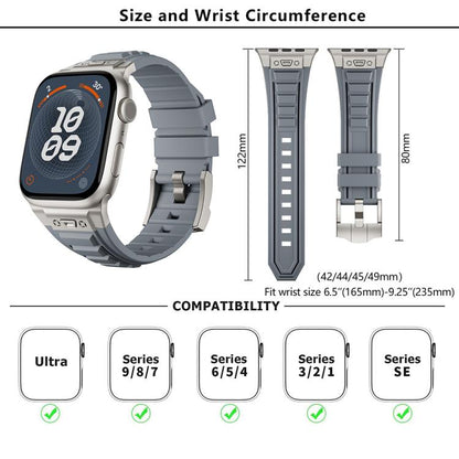 For Apple Watch 46mm / 49mm / 45mm / 44mm Kalebol High Stretch Silicone Armor Watch Band(Black Grey) - Watch Bands by Kalebol | Online Shopping UK | buy2fix