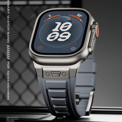 For Apple Watch 46mm / 49mm / 45mm / 44mm Kalebol High Stretch Silicone Armor Watch Band(Black Grey) - Watch Bands by Kalebol | Online Shopping UK | buy2fix