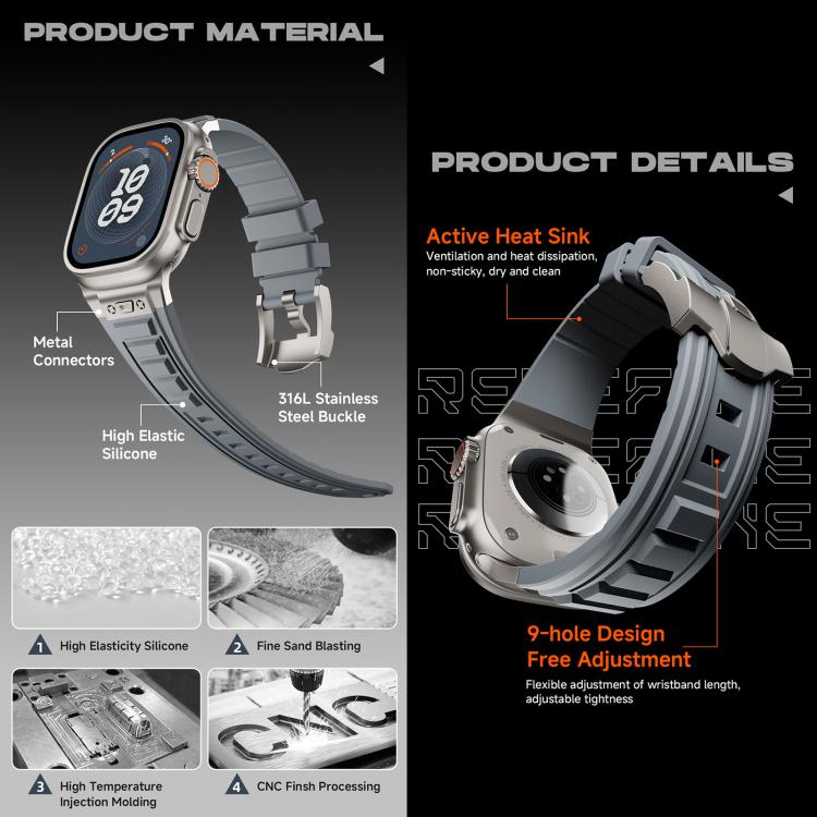 For Apple Watch 46mm / 49mm / 45mm / 44mm Kalebol High Stretch Silicone Armor Watch Band(Black White) - Watch Bands by Kalebol | Online Shopping UK | buy2fix