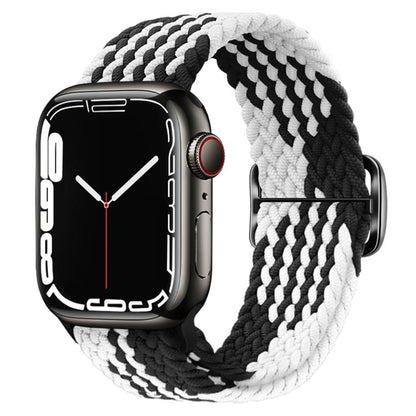 For Apple Watch 46mm / 49mm / 45mm / 44mm Kalebol Eight Buckle Nylon Braided Watch Band(Black White) - Watch Bands by Kalebol | Online Shopping UK | buy2fix