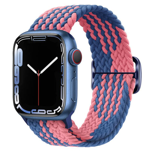 For Apple Watch 46mm / 49mm / 45mm / 44mm Kalebol Eight Buckle Nylon Braided Watch Band(Blue Pink) - Watch Bands by Kalebol | Online Shopping UK | buy2fix
