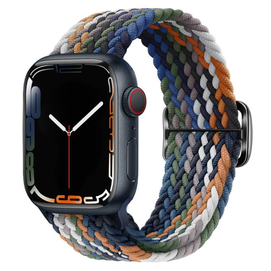 For Apple Watch 46mm / 49mm / 45mm / 44mm Kalebol Eight Buckle Nylon Braided Watch Band(Denim Colorful) - Watch Bands by Kalebol | Online Shopping UK | buy2fix