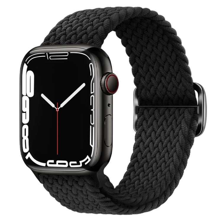 For Apple Watch 46mm / 49mm / 45mm / 44mm Kalebol Eight Buckle Nylon Braided Watch Band(Black) - Watch Bands by Kalebol | Online Shopping UK | buy2fix