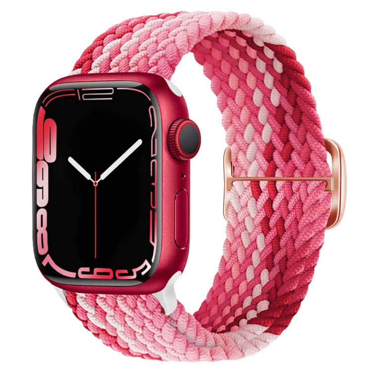 For Apple Watch 42mm / 41mm / 40mm / 38mm Kalebol Eight Buckle Nylon Braided Watch Band(Strawberry Red) - Watch Bands by Kalebol | Online Shopping UK | buy2fix
