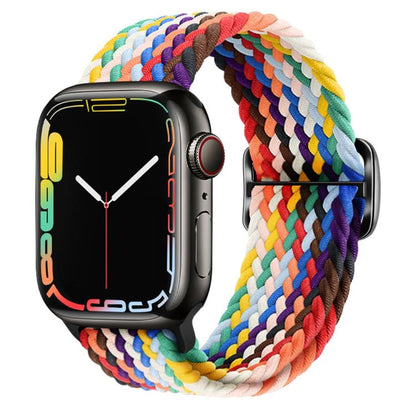 For Apple Watch 42mm / 41mm / 40mm / 38mm Kalebol Eight Buckle Nylon Braided Watch Band(Rainbow) - Watch Bands by Kalebol | Online Shopping UK | buy2fix