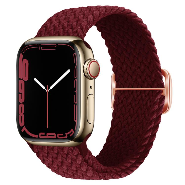 For Apple Watch 42mm / 41mm / 40mm / 38mm Kalebol Eight Buckle Nylon Braided Watch Band(Wine Red) - Watch Bands by Kalebol | Online Shopping UK | buy2fix