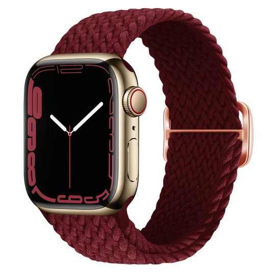 For Apple Watch 42mm / 41mm / 40mm / 38mm Kalebol Eight Buckle Nylon Braided Watch Band(Wine Red) - Watch Bands by Kalebol | Online Shopping UK | buy2fix