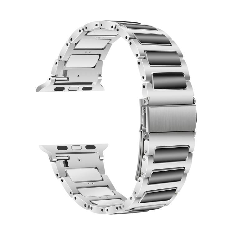 For Apple Watch 46mm / 49mm / 45mm / 44mm Kalebol Tooling Metal Zinc Alloy Watch Band(Silver Black) - Watch Bands by Kalebol | Online Shopping UK | buy2fix