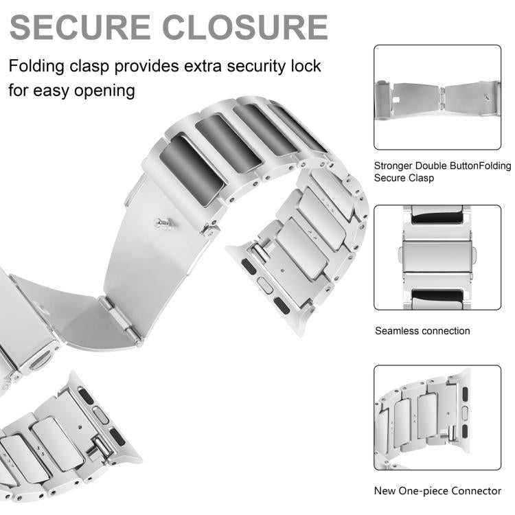 For Apple Watch 46mm / 49mm / 45mm / 44mm Kalebol Tooling Metal Zinc Alloy Watch Band(Silver Black) - Watch Bands by Kalebol | Online Shopping UK | buy2fix