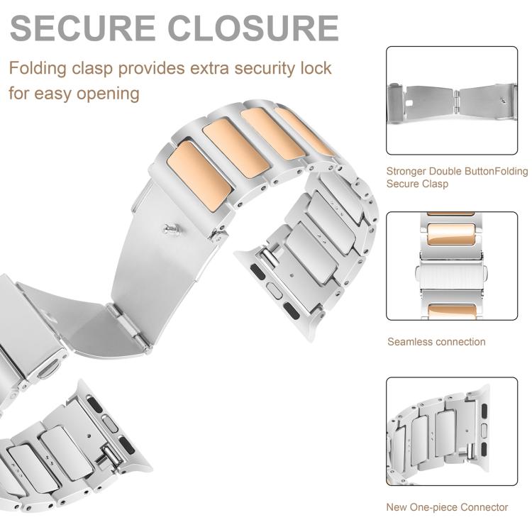 For Apple Watch 46mm / 49mm / 45mm / 44mm Kalebol Tooling Metal Zinc Alloy Watch Band(Silver Rose Gold) - Watch Bands by Kalebol | Online Shopping UK | buy2fix