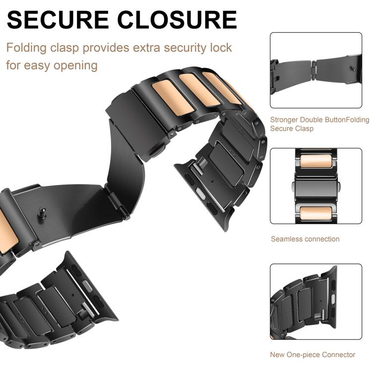 For Apple Watch 42mm / 41mm / 40mm / 38mm Kalebol Tooling Metal Zinc Alloy Watch Band(Black Rose Gold) - Watch Bands by Kalebol | Online Shopping UK | buy2fix