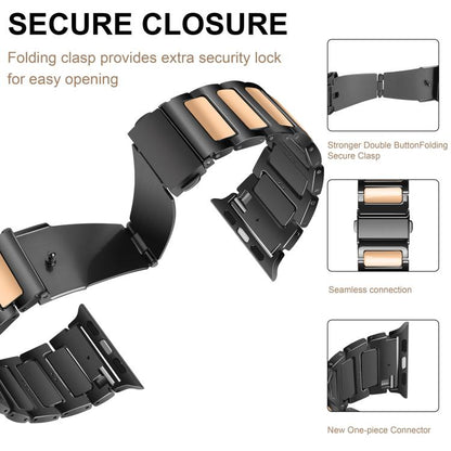 For Apple Watch 42mm / 41mm / 40mm / 38mm Kalebol Tooling Metal Zinc Alloy Watch Band(Black Rose Gold) - Watch Bands by Kalebol | Online Shopping UK | buy2fix