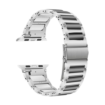 For Apple Watch 42mm / 41mm / 40mm / 38mm Kalebol Tooling Metal Zinc Alloy Watch Band(Silver Black) - Watch Bands by Kalebol | Online Shopping UK | buy2fix
