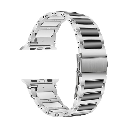 For Apple Watch 42mm / 41mm / 40mm / 38mm Kalebol Tooling Metal Zinc Alloy Watch Band(Silver Black) - Watch Bands by Kalebol | Online Shopping UK | buy2fix