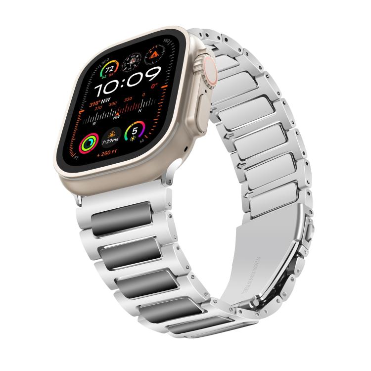 For Apple Watch 42mm / 41mm / 40mm / 38mm Kalebol Tooling Metal Zinc Alloy Watch Band(Silver Black) - Watch Bands by Kalebol | Online Shopping UK | buy2fix