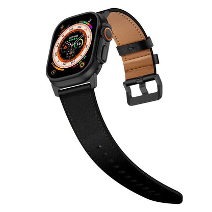 For Apple Watch 46mm / 49mm / 45mm / 44mm Kalebol Genuine Leather Watch Band(Black) - Watch Bands by Kalebol | Online Shopping UK | buy2fix