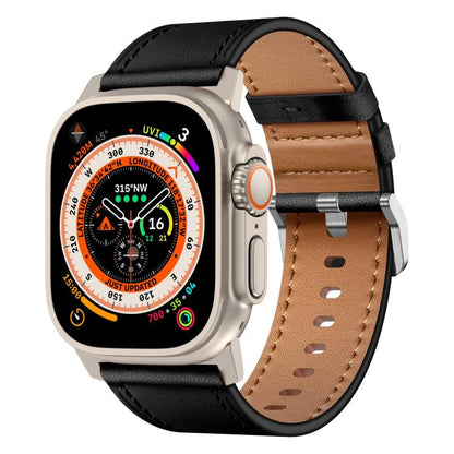 For Apple Watch 46mm / 49mm / 45mm / 44mm Kalebol Genuine Leather Watch Band(Titanium Black) - Watch Bands by Kalebol | Online Shopping UK | buy2fix
