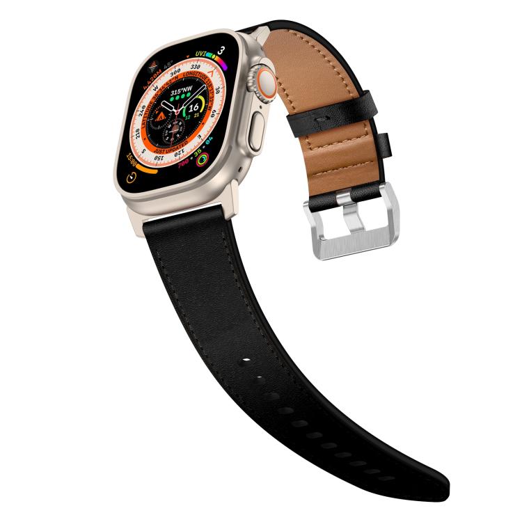 For Apple Watch 46mm / 49mm / 45mm / 44mm Kalebol Genuine Leather Watch Band(Titanium Black) - Watch Bands by Kalebol | Online Shopping UK | buy2fix