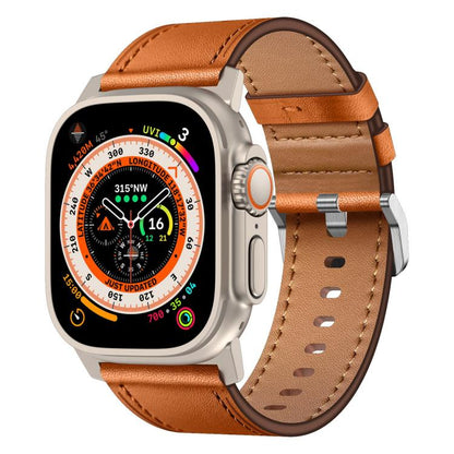 For Apple Watch 46mm / 49mm / 45mm / 44mm Kalebol Genuine Leather Watch Band(Titanium Brown) - Watch Bands by Kalebol | Online Shopping UK | buy2fix
