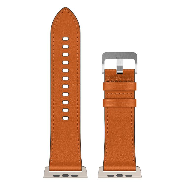 For Apple Watch 46mm / 49mm / 45mm / 44mm Kalebol Genuine Leather Watch Band(Titanium Brown) - Watch Bands by Kalebol | Online Shopping UK | buy2fix