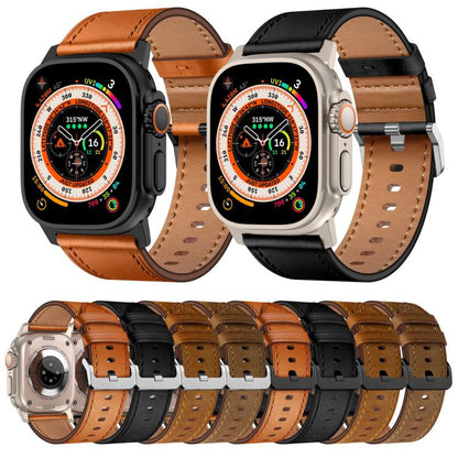 For Apple Watch 46mm / 49mm / 45mm / 44mm Kalebol Genuine Leather Watch Band(Titanium Brown) - Watch Bands by Kalebol | Online Shopping UK | buy2fix