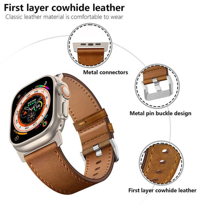 For Apple Watch 46mm / 49mm / 45mm / 44mm Kalebol Genuine Leather Watch Band(Black Red Brown) - Watch Bands by Kalebol | Online Shopping UK | buy2fix