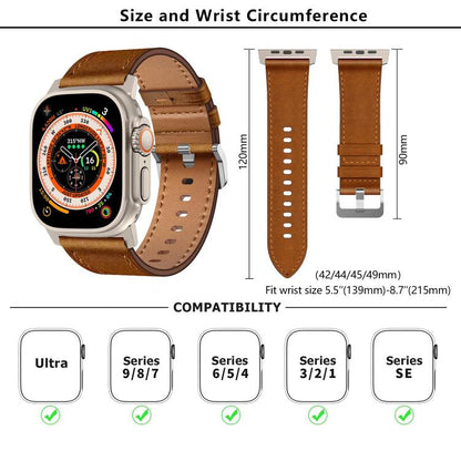 For Apple Watch 46mm / 49mm / 45mm / 44mm Kalebol Genuine Leather Watch Band(Titanium Brown) - Watch Bands by Kalebol | Online Shopping UK | buy2fix