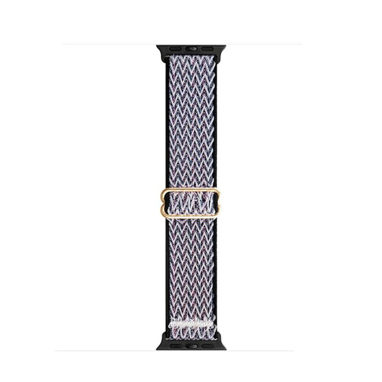 For Apple Watch 46mm / 49mm / 45mm / 44mm Kalebol Eight Buckle Wavy Braided Nylon Watch Band(Black Grey) - Watch Bands by Kalebol | Online Shopping UK | buy2fix