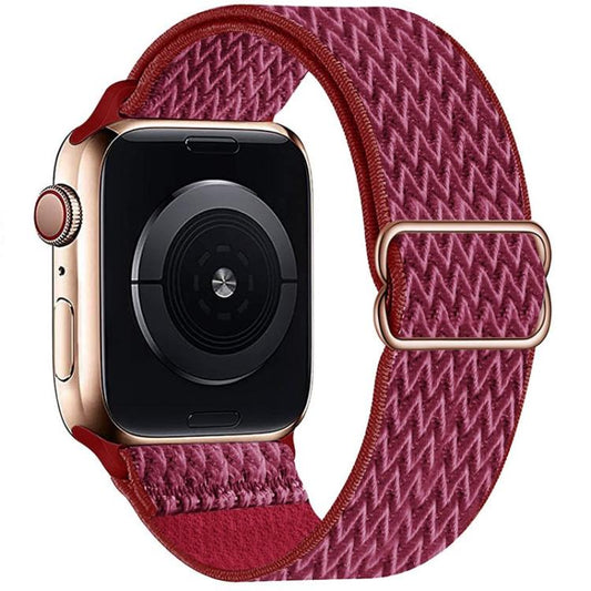 For Apple Watch 46mm / 49mm / 45mm / 44mm Kalebol Eight Buckle Wavy Braided Nylon Watch Band(Wine Red) - Watch Bands by Kalebol | Online Shopping UK | buy2fix