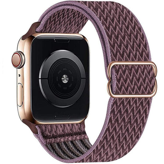 For Apple Watch 46mm / 49mm / 45mm / 44mm Kalebol Eight Buckle Wavy Braided Nylon Watch Band(Grey Purple) - Watch Bands by Kalebol | Online Shopping UK | buy2fix