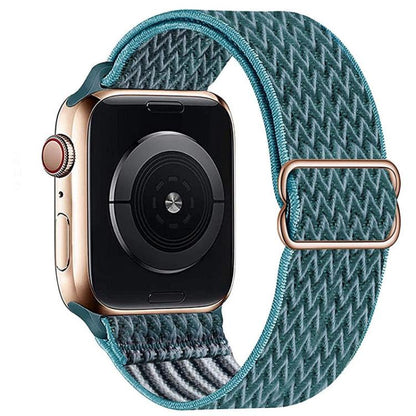 For Apple Watch 42mm / 41mm / 40mm / 38mm Kalebol Eight Buckle Wavy Braided Nylon Watch Band(Emerald Green) - Watch Bands by Kalebol | Online Shopping UK | buy2fix