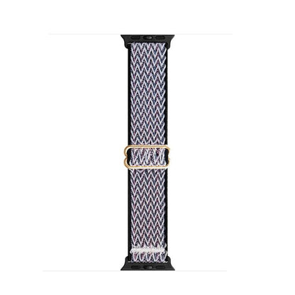 For Apple Watch 42mm / 41mm / 40mm / 38mm Kalebol Eight Buckle Wavy Braided Nylon Watch Band(Black Grey) - Watch Bands by Kalebol | Online Shopping UK | buy2fix