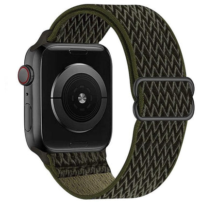 For Apple Watch 42mm / 41mm / 40mm / 38mm Kalebol Eight Buckle Wavy Braided Nylon Watch Band(Army Green) - Watch Bands by Kalebol | Online Shopping UK | buy2fix