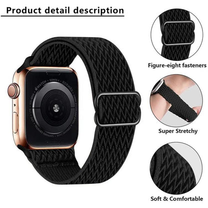 For Apple Watch 42mm / 41mm / 40mm / 38mm Kalebol Eight Buckle Wavy Braided Nylon Watch Band(Dark Blue) - Watch Bands by Kalebol | Online Shopping UK | buy2fix