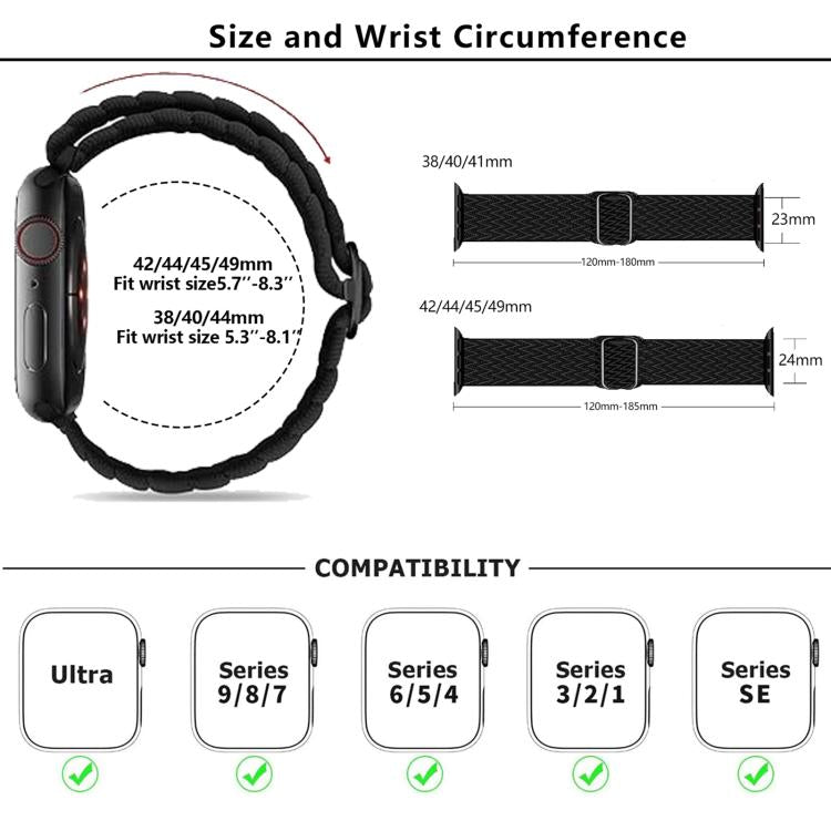 For Apple Watch 42mm / 41mm / 40mm / 38mm Kalebol Eight Buckle Wavy Braided Nylon Watch Band(Grey Purple) - Watch Bands by Kalebol | Online Shopping UK | buy2fix