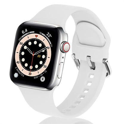 For Apple Watch 46mm / 49mm / 45mm / 44mm Kalebol Metal Pin Buckle Silicone Watch Band(White) - Watch Bands by Kalebol | Online Shopping UK | buy2fix