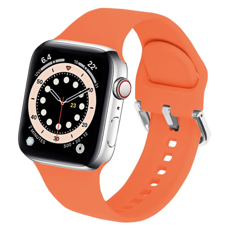 For Apple Watch 46mm / 49mm / 45mm / 44mm Kalebol Metal Pin Buckle Silicone Watch Band(Orange) - Watch Bands by Kalebol | Online Shopping UK | buy2fix